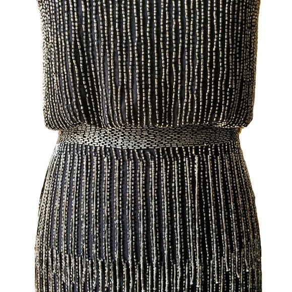 Adrianna Papell Beaded Fringe Blouson Short Dress - Picture 9 of 14